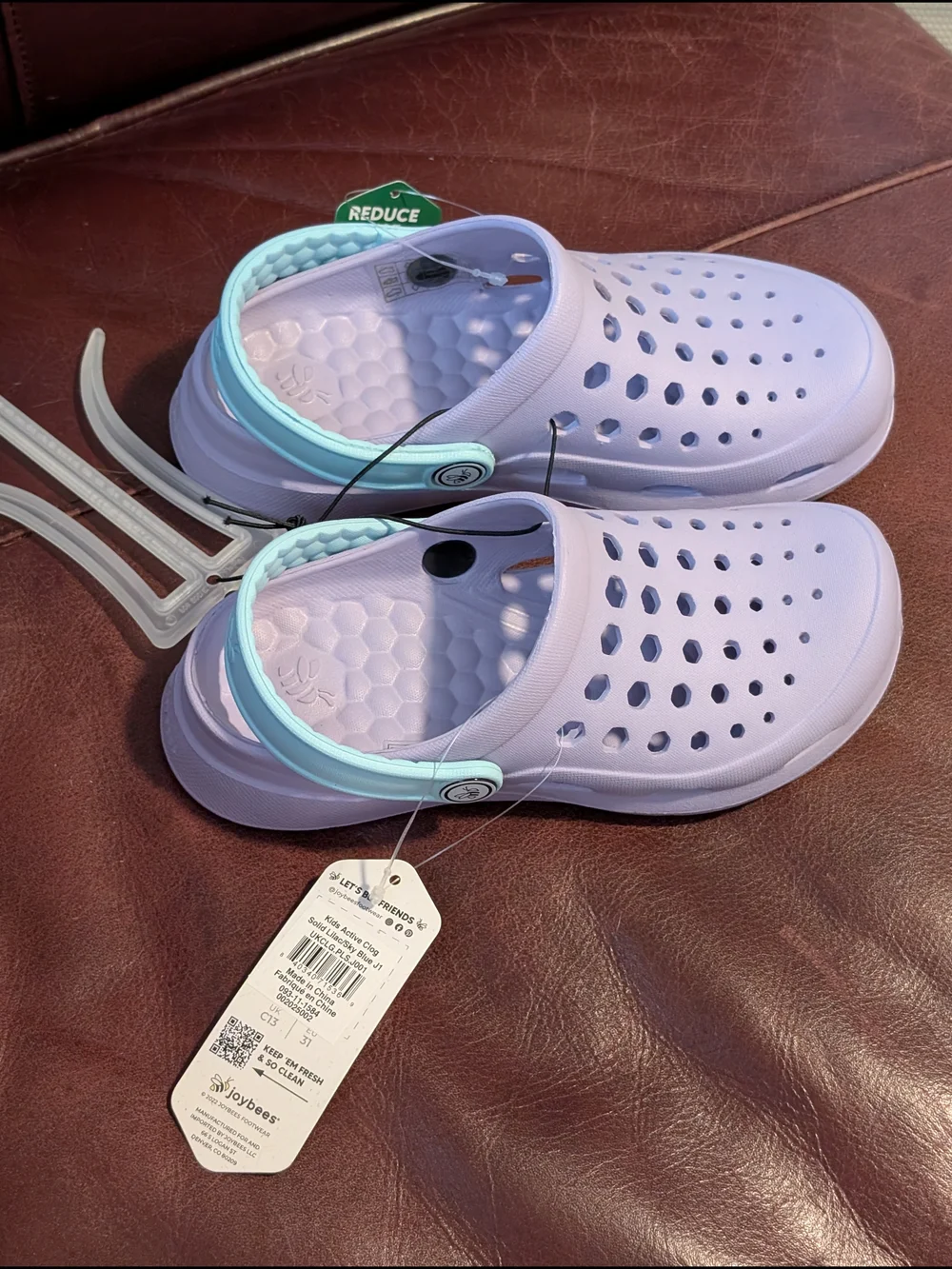 Kids' Lavender Slip-On Sandal with Blue Heel Strap Joybees Size J1 NWT